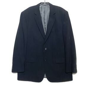 Pronto Uomo Black Blazer Two Button Sport Coat Jacket Mens 44L Wool Lined